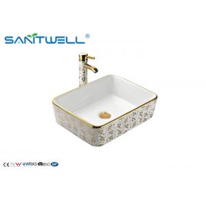 China Single Tap Bathroom Ceramic Art Basin Decorative Printed AB8025C supplier