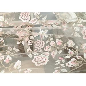 China Exquisite Multi Colored Lace Fabric with Blush Pink And Metallic Yarn Embroidered supplier