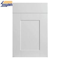 China PVC Film White Wood Grain Kitchen Cupboard Doors Smooth Surface Eco Friendly for sale