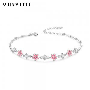 China 0.16oz 0.19m Sterling Silver Jewelry Bracelets S925 Zircon Cherry Blossom Bracelet supplier