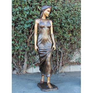 Customized garden decoration, life-size elegant and beautiful female bronze statue