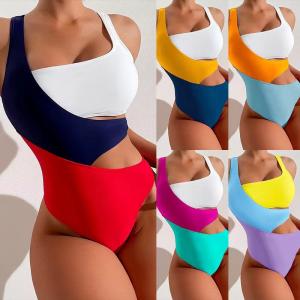 Bikini Sexy One Piece Bathing Suit Color Matching Conservative Womens One Piece Swimsuit
