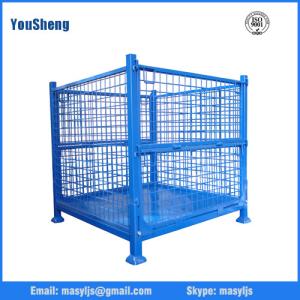 China Fil en acier Mesh Cage de Mesh Container Lockable Storage Roll en métal de boîte à palette supplier