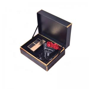 China Spot UV Cosmetic Gift Box Packaging 2mm Black Gold Paper Boxes supplier
