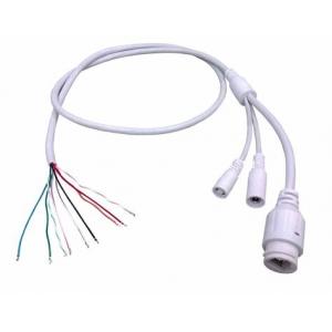 White IP67 waterproof round head  RJ45 with DC Jack and Reset  POE cable for IP camera