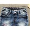 Casual Kids Denim Jeans Girls Mid Thigh Denim Shorts With Dots Woven Contrast
