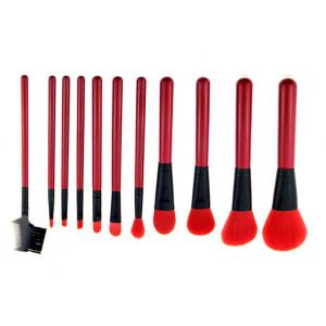 Wooden Handle Red Beauty Professional Cosmetic Brush Set Lightweight