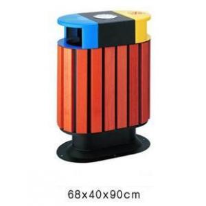 China water proof Stainless Steel and wooden structure Recycling Bin used for Outdoor,Park,Schools supplier