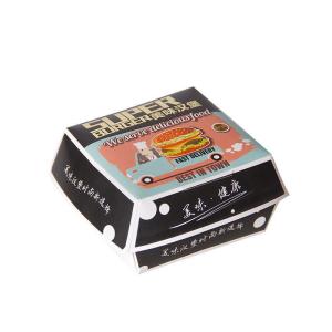 China Paperboard Disposable Eco-Friendly Fast Food Burger Box with Matt Lamination Customized White Cardboard Packaging Box wholesale