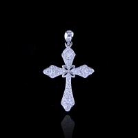 China Luxury 925 Sterling Silver Cross Pendant Zircon Stone Italy Style For Christians on sale