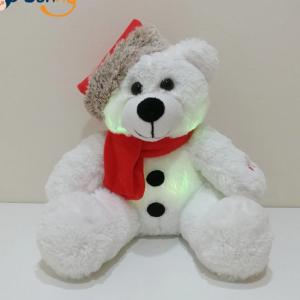 China Xmas LED Lighting Plush Bear With Santa Hat Kids Gift LED Bear Children Plush Toy supplier