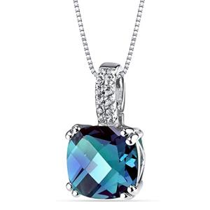 Wholesale 925 Sterling Silver Jewelry Fashion CZ Women Necklace Lab Created Alexandrite Stone Pendant
