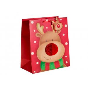 Custom Design Merry Christmas Xmas Paper Gift Bags With Honeycomb and POP UP attachment
