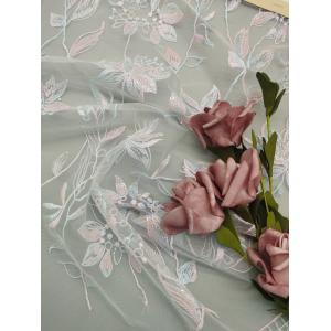 Leafy Embroidered Star Lace Fabric Mesh Piece Dye For Wedding Dress