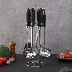 Europe style New pattern kitchenware set with stand black color handle cooking tools  patato masher