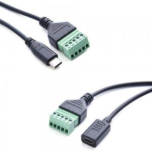 China Type-C 3.1 USB Female Male Jack To 5-pin Screw Terminals Adapter Expansion Cable 30cm supplier