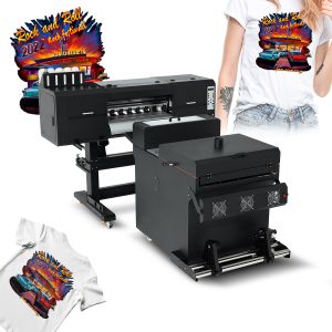 China 24Inch Dual I3200 Head Dtf Printing T-shirt Printing Machine Set with Powder Shaking Machine Plate Type Roll-to-Roll Printer wholesale