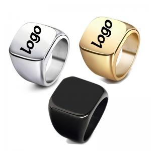 316L Men Gold Plated Finger Ring Geometric Silver Steel Ring Powder Coating