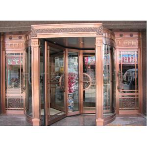 China Bronze Engraving Flower Hotel entrance automatic revolving door OEM service supplier