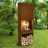 China Outdoor Wood Burning Rectangular Column Corten Steel Fireplace Cooking Stove wholesale