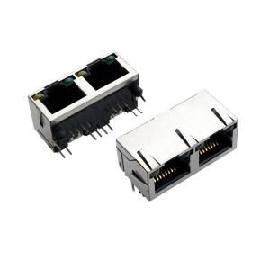 China 8P8C 2 Port RJ45 Modular Jack , Female To Female RJ45 Shielded Connector Surface Mount supplier