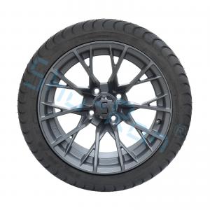Wholesale 14'' Gunmetal Finished Alloy Golf Cart Wheels, ATV UTV 225/30-14 Street Tubeless Tires with Rims