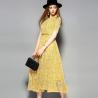 China yellow hot sale women lace-up polyester lace dress wholesale