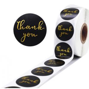 China Black Cute Round Adhesive Labels Paper Thank You Tag Sticker wholesale