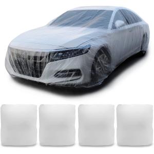 Disposable Car Covers，12.5 x 21.7ft Universal Clear Plastic Car Cover，Disposable Full Exterior Covers Elastic