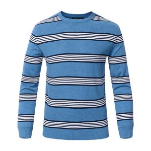 China Stripe Winter Woolen Sweater For Mens , Crew Neck Mens Pullover Sweater supplier