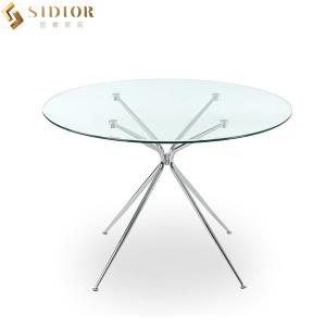 SGS Customized Modern Round Glass Top Dining Table Set for coffee shop