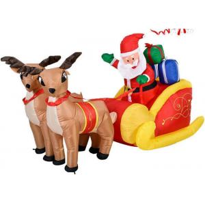 China Outdoor Waterproof Nylon Santa And Reindeer Inflatable With Sled Christmas Decoration supplier