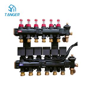 China 6 Loop Radiant Heat Manifold With Mixing Valve Flow Meters Electric Actuators supplier