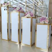 China Factory wholesale square gold side white  acrylic pedestal columns for wedding event on sale