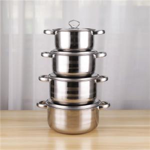 Wholesale 8pcs Soup Stock Pot Set Non Stick Stainless Steel 410 Pots Set with Lid