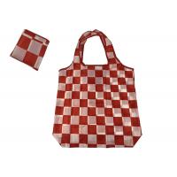 China Red - White Square Fold Up 190t polyester Folding Pocket Reusable foldable Bag on sale