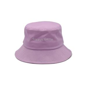 China Letter Flat Embroidery Fisherman Bucket Hat Woven Patch 100% Cotton Twill Purple supplier