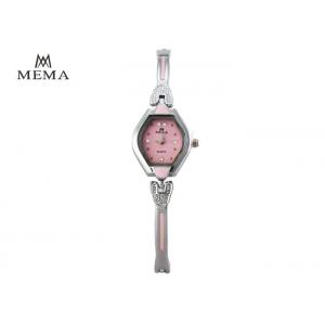 China Korean Style Ladies Silver Bangle Watch , Pink Dial Women'S Dress Watches supplier