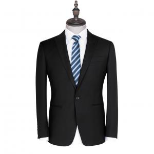 Slim Fit Black Formal Blazer Coats Suits Jacket with Flat Front Style and Mandarin Collar