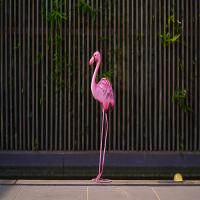 China Outdoor Pink Flamingo Metal Yard Art / Metal Flamingo Garden Stake on sale