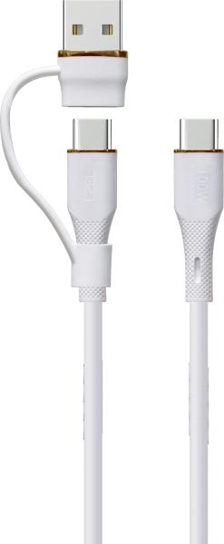 2025 3-in-1 Silicone Charging Cable 1m USB A to Lightning USB C Triple Cable for iPhone 15/14/Android/Samsung