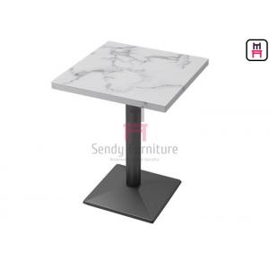 China Formica Marble Pattern HPL Hotel Dining Table with Black Color Heavy Casting Iron Base supplier