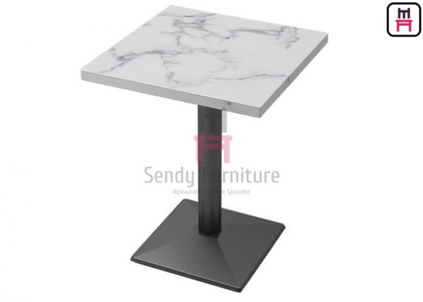 Formica Marble Pattern HPL Hotel Dining Table with Black Color Heavy Casting