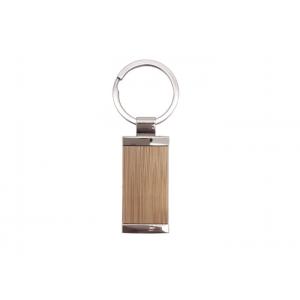 Metal Bamboo Key Chain Rectangle Custom Logo Wooden Metal Keyring