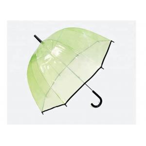 China Green POE Clear Dome Shaped Umbrella , Compact Bubble Umbrella With Black Trim supplier