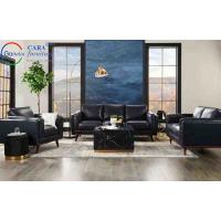 China Wholesales Price Home Hotel Apartment Furniture Sofa Set Resistant Dirt Wooden Leg Black Pu Leather Sofa on sale