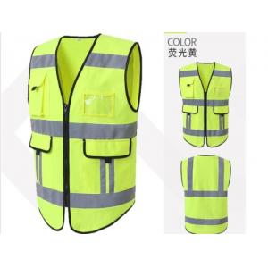 Reflective Safety Vest , Anti Static Vest Yellow Polyester Mesh Material