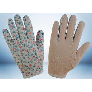 China Flower Printed Cotton Gardening Gloves Slip Proof Three Stitches Lines supplier