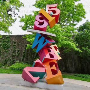 Color Letters Abstract Modern Garden Statue Stainless Steel Sculpture Pop Art Outdoor Decoration Street Custom