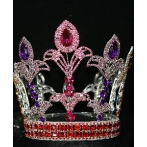 Classic round pageant crowns and tiaras fully round crowns pageant supplier china yiwu jewelry pai crown jewelry factory